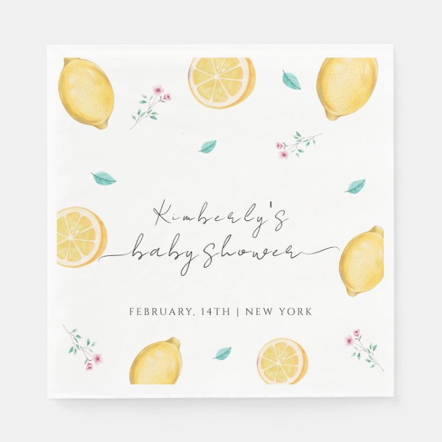 Serviette En Papier Baby shower de fruits d'agrumes de citron doux d'é (Devant)