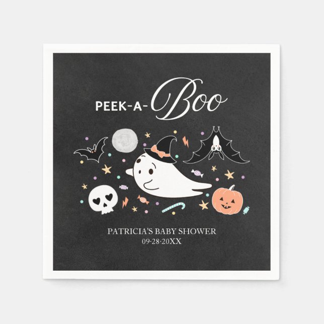 Serviette En Papier Baby shower de garçon d'Halloween Peek-A-Boo (Devant)