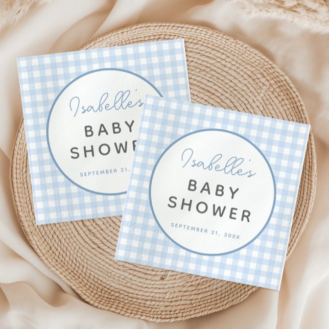 Serviette En Papier Baby shower de garçon En vichy bleu (Créateur téléchargé)
