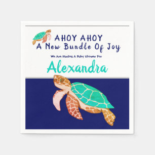 Serviette En Papier Baby shower de garçon nautique bleu marine