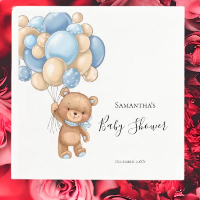 Serviette En Papier Baby shower de garçon Teddy - Blanc (Planning A Party Is Fun When You Shop With Us. Find Everything You Need)