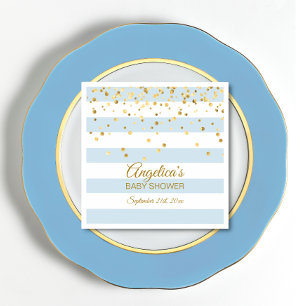 Serviette En Papier Baby shower de GARY en or bleu Pastel sur mesure
