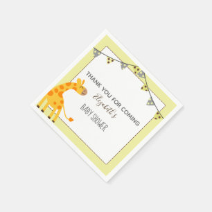 Serviette En Papier baby shower de girafe jaune neutre