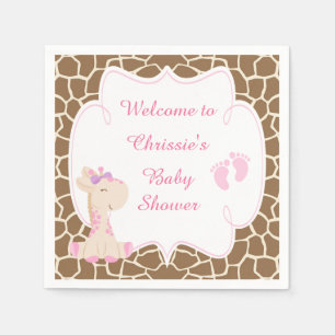 Serviette En Papier Baby shower de Giraffe Rose Cute