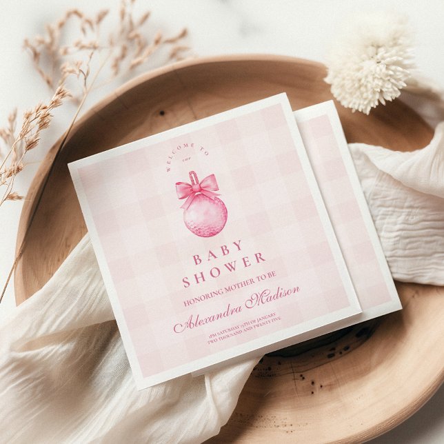 Serviette En Papier Baby shower de golf de fille rose (Créateur téléchargé)