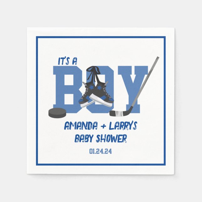 Serviette En Papier Baby shower de hockey sur glace (Devant)
