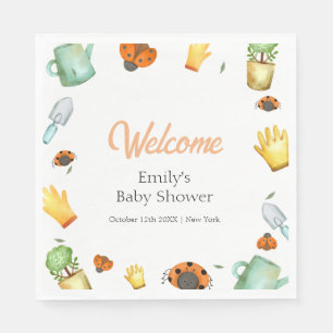 Serviette En Papier Baby shower de jardin rustique Ladybug