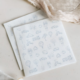 Serviette En Papier Baby shower de la crèche Toile Bleue De Jouy