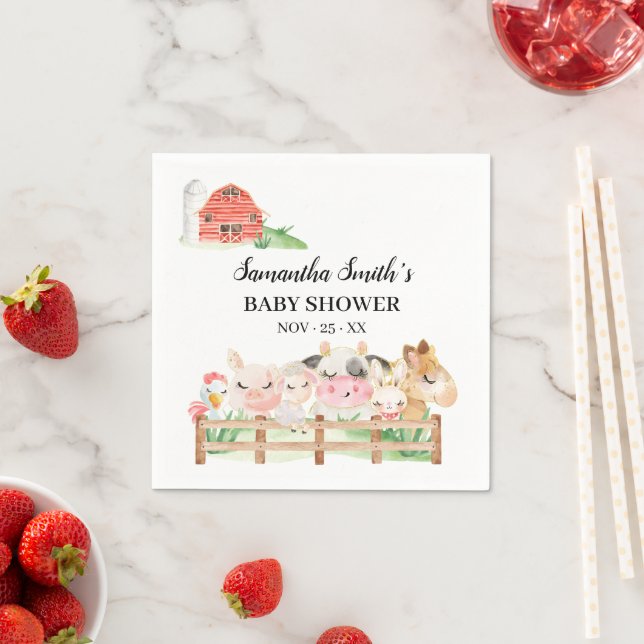 Serviette En Papier Baby shower de la ferme pour bébés animaux (En situation)