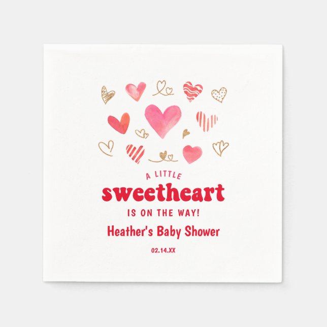 Serviette En Papier Baby shower de la fête de Sweetheart Valentines (Devant)