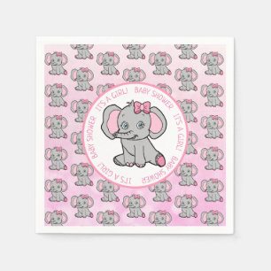 Serviette En Papier Baby shower de la fille aux éléphants roses