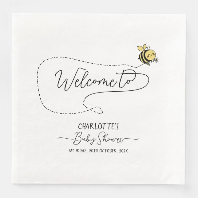 Serviette En Papier Baby shower de la petite abeille (Devant)