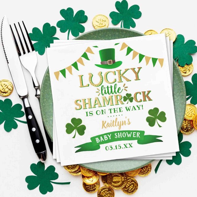 Serviette En Papier Baby shower de la Saint-Patrick du Petit Shamrock (Créateur téléchargé)