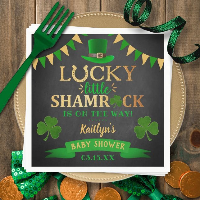 Serviette En Papier Baby shower de la Saint-Patrick du Petit Shamrock (Créateur téléchargé)