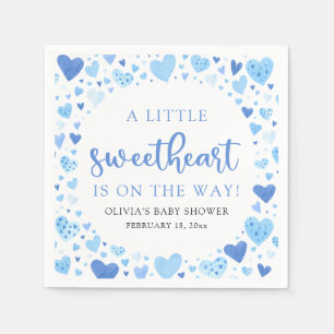 Serviette En Papier Baby shower de la Saint Valentin Blue Little Sweet