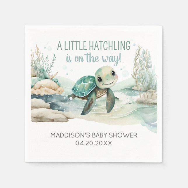 Serviette En Papier Baby shower de la tortue de mer (Devant)