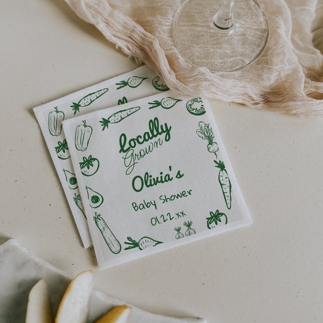Serviette En Papier Baby shower de légumes de culture locale dessiné v (Créateur téléchargé)