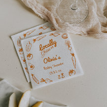 Baby shower de légumes de culture locale dessinés 