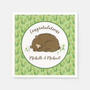Serviette En Papier Baby shower de l'ours couché Bois