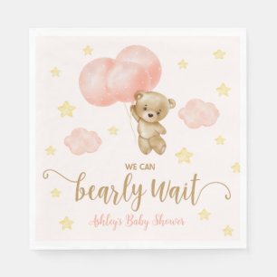 Serviette En Papier Baby shower de l'ours en peluche et des ballons ro