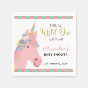 Serviette En Papier Baby shower de l'Unicorne rose pâle