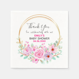 Serviette En Papier Baby shower de Merci de  rose fleuri