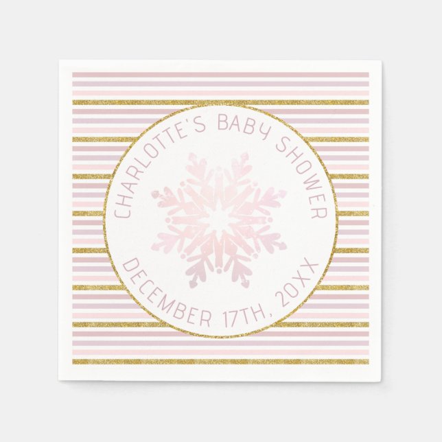 Serviette En Papier Baby shower de neige rose vierge (Devant)