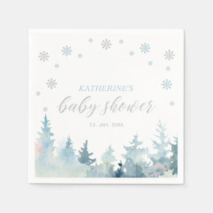Serviette En Papier Baby shower de neige Silver & Blue Winter Wonderla