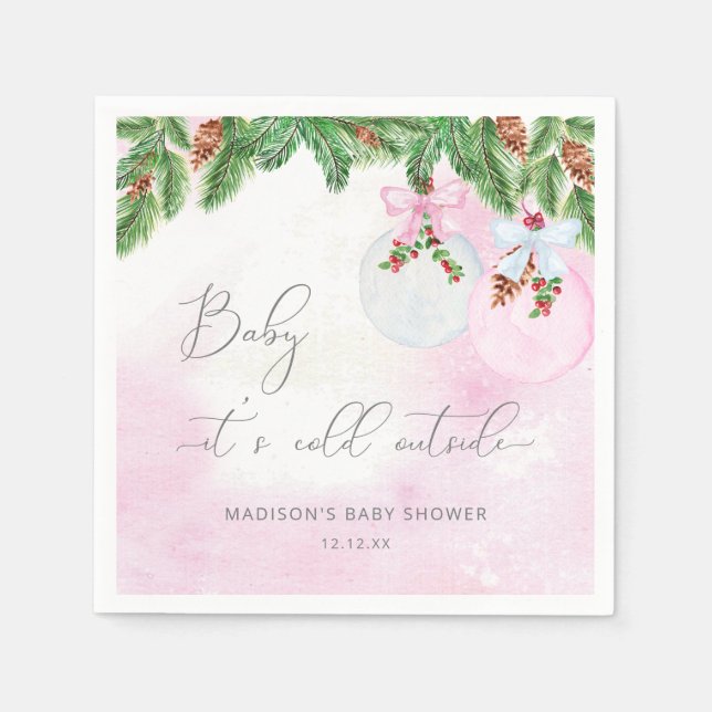 Serviette En Papier Baby shower de Noël d'hiver (Devant)