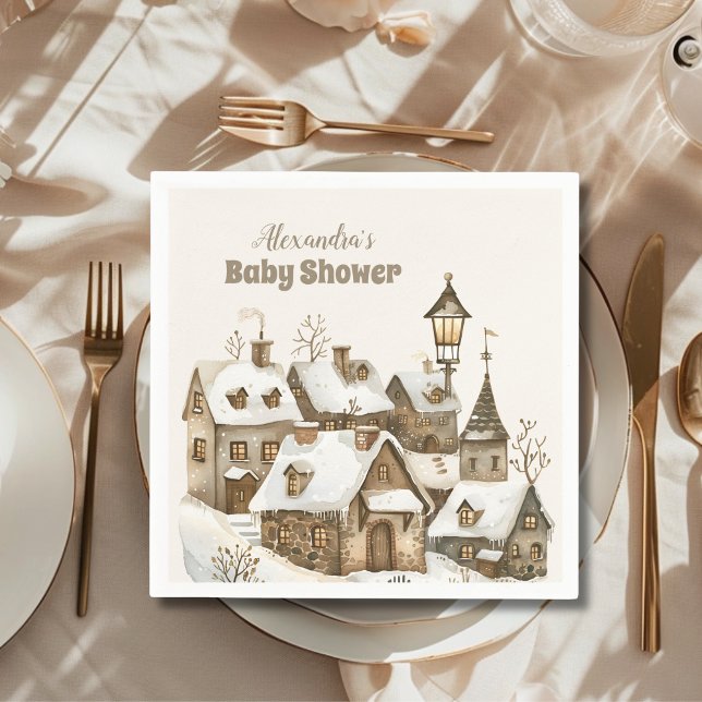 Serviette En Papier Baby shower de Noël d'hiver de Boho (Créateur téléchargé)