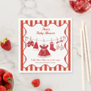 Serviette En Papier Baby shower de Noël   Père Noël Vêtements rouge et