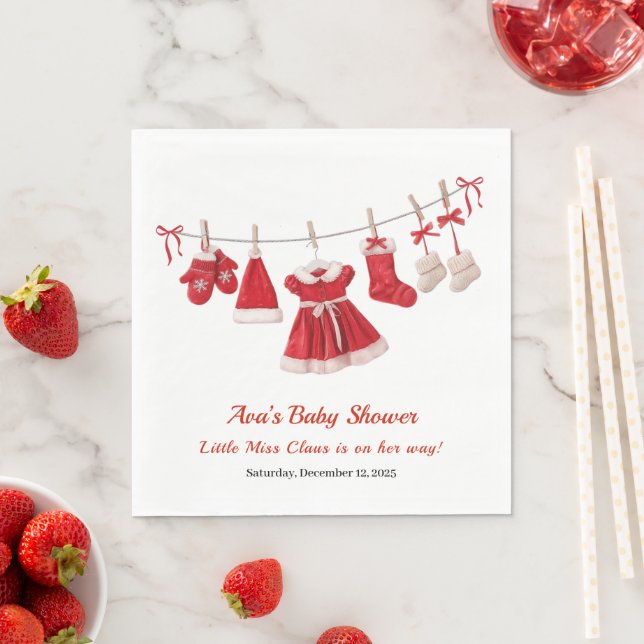 Serviette En Papier Baby shower de Noël | Père Noël Vêtements rouge et (En situation)