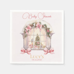 Serviette En Papier Baby shower de Noël Pink Nutcracker Aquarelle