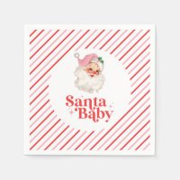 Baby shower de Noël Retro Pink Père Noël bébé