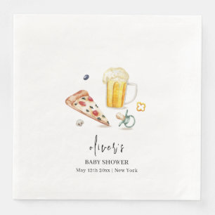 Serviette En Papier Baby shower de pacifier des bières de pizza rustiq