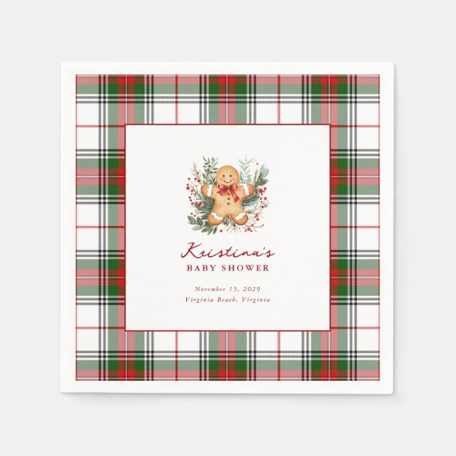 Serviette En Papier Baby shower de pain d'épices de Noël Cocktail Napk (Devant)