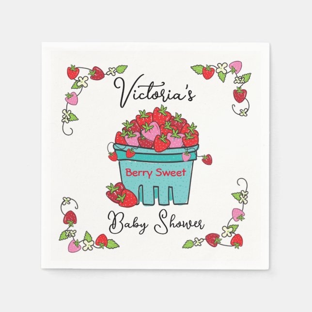 Serviette En Papier Baby shower de panier de fruits doux Berry (Devant)