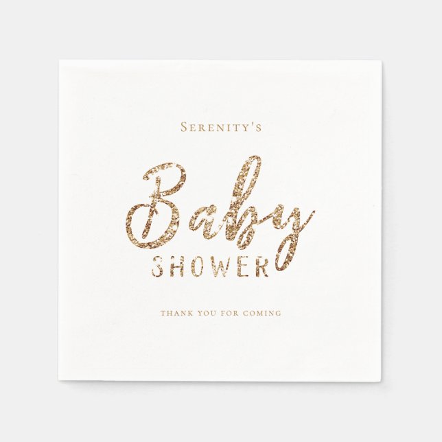 Serviette En Papier baby shower de parties scintillant en or brillant  (Devant)