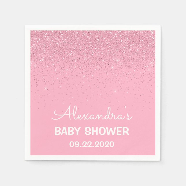 Serviette En Papier Baby shower de Parties scintillant rose Fille (Devant)