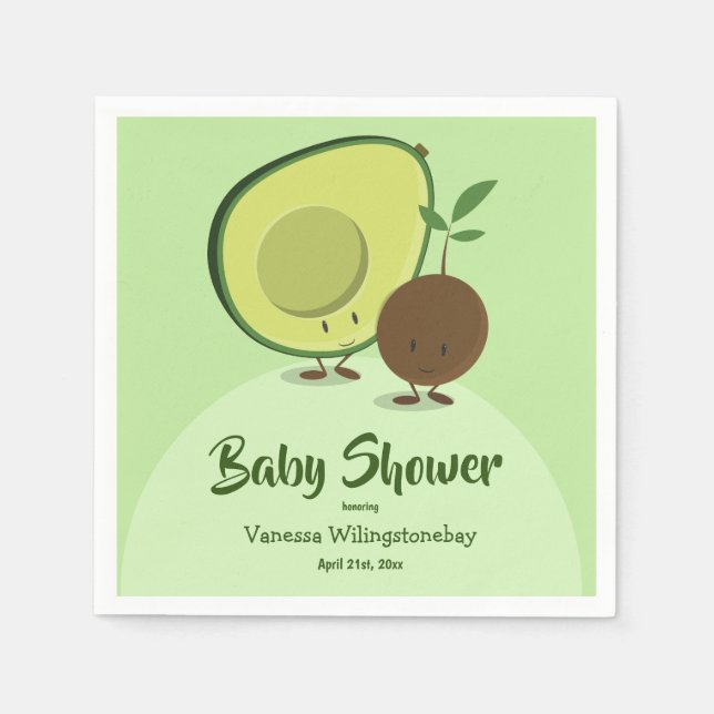 Serviette En Papier Baby shower de personnage de dessin animé Avocado  (Devant)