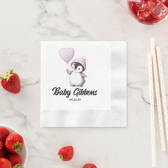 Serviette En Papier Baby shower de pingouin (En situation)