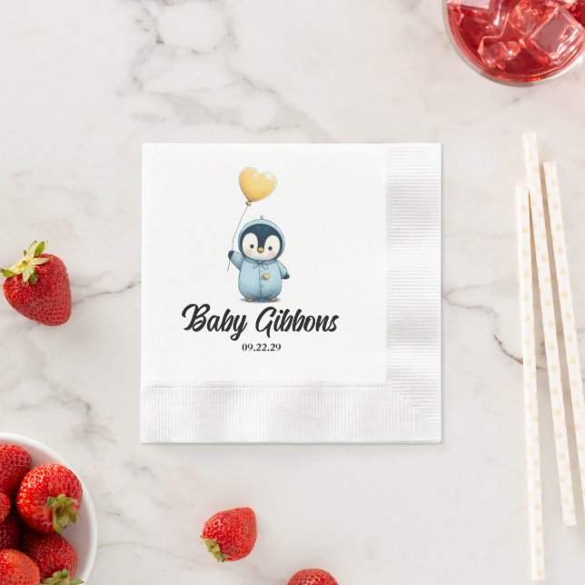 Serviette En Papier Baby shower de pingouin (En situation)