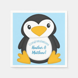 Serviette En Papier Baby shower de pingouin bleu