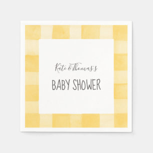 Serviette En Papier Baby shower de pique-nique jaune En vichy neutre