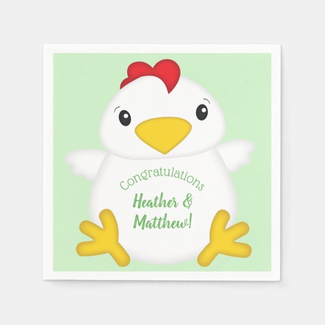 Serviette En Papier Baby shower de poulet vert (Devant)