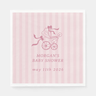 Serviette En Papier Baby shower de poussette de bébé mignonne Preppy