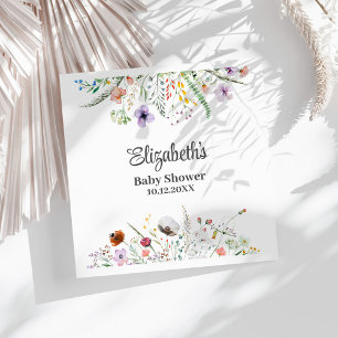 Serviette En Papier Baby shower de prairie Fleur sauvage aquarelle