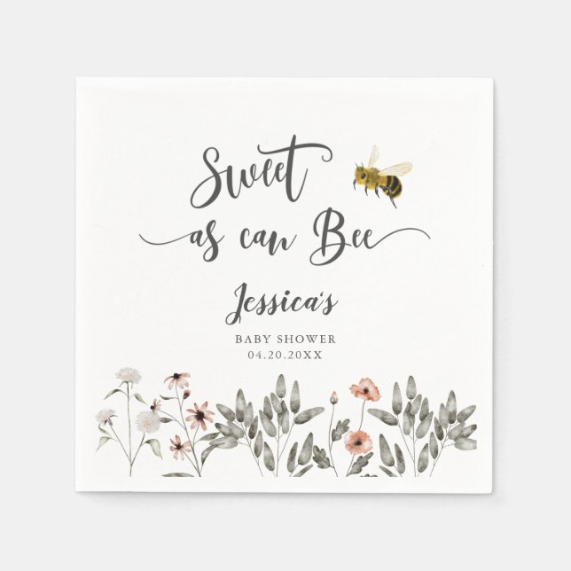 Serviette En Papier Baby shower de printemps Fleur sauvage de miel (Devant)