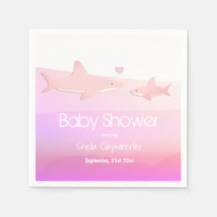 Serviette En Papier Baby shower de requin mignon animal rose