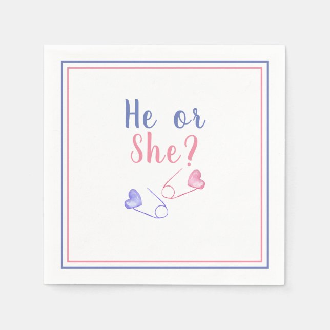 Serviette En Papier Baby shower de révélation de genre (Devant)